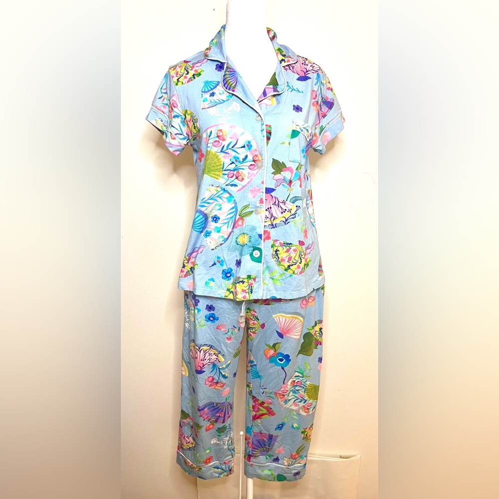 The Cat’s PJ’s Pima Cotton Tropical Whimsical Floral Pajama Set - Picture 4 of 7